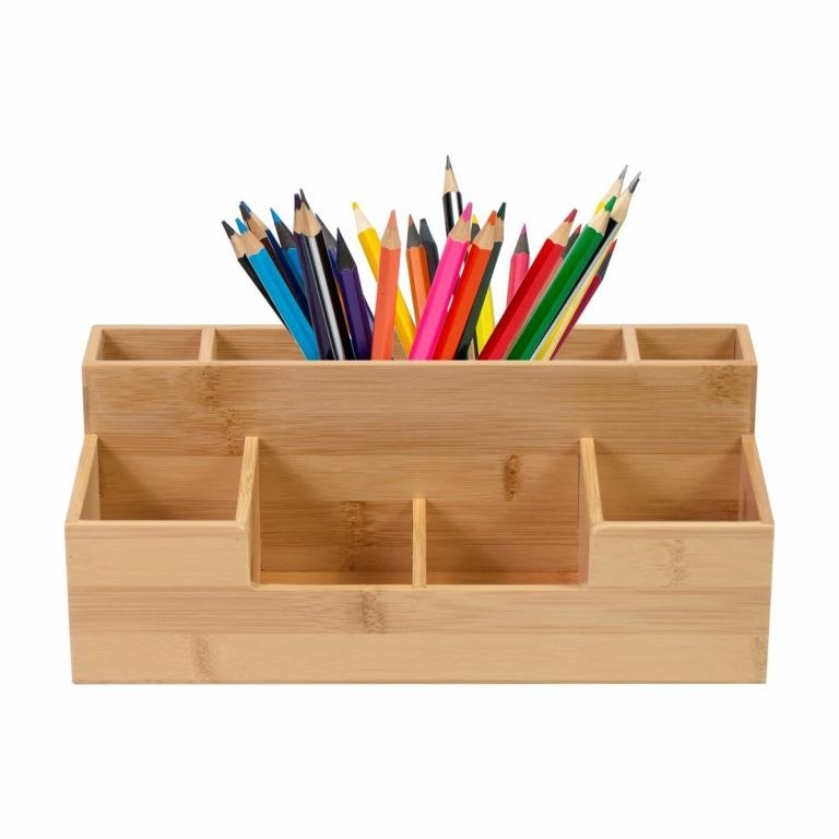 Organizer na artykuły papiernicze, bambusowy 30 x 15 x 11 cm